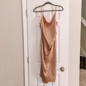 Cute pink midi bridesmaid dress